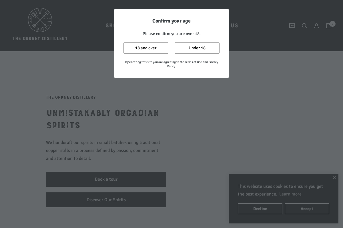 The Orkney Distillery homepage screenshot