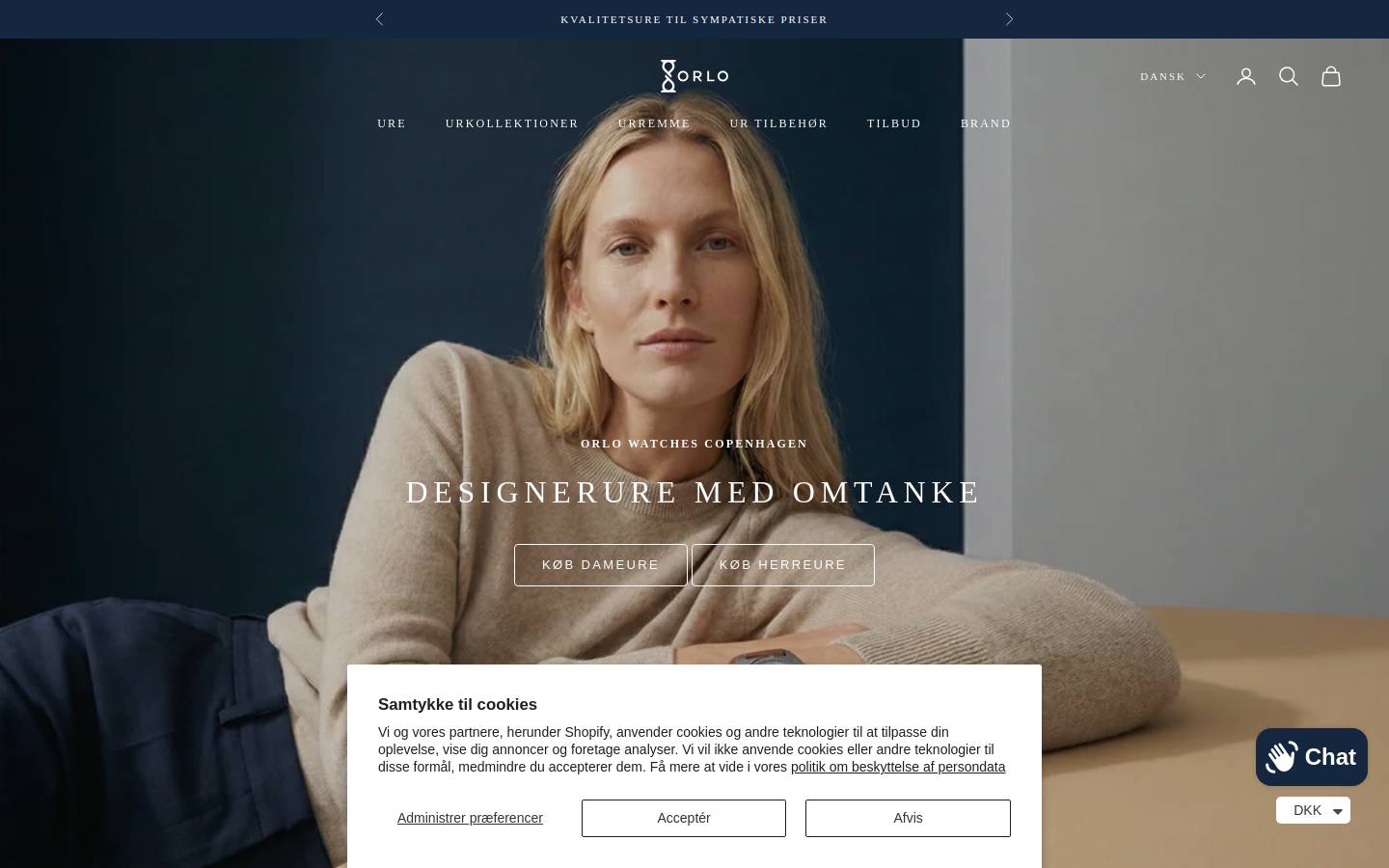 ORLO Watches Copenhagen homepage screenshot