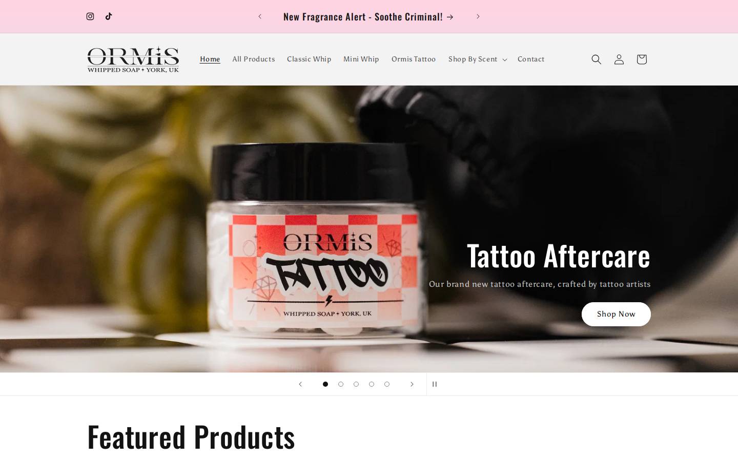Ormissoap homepage screenshot
