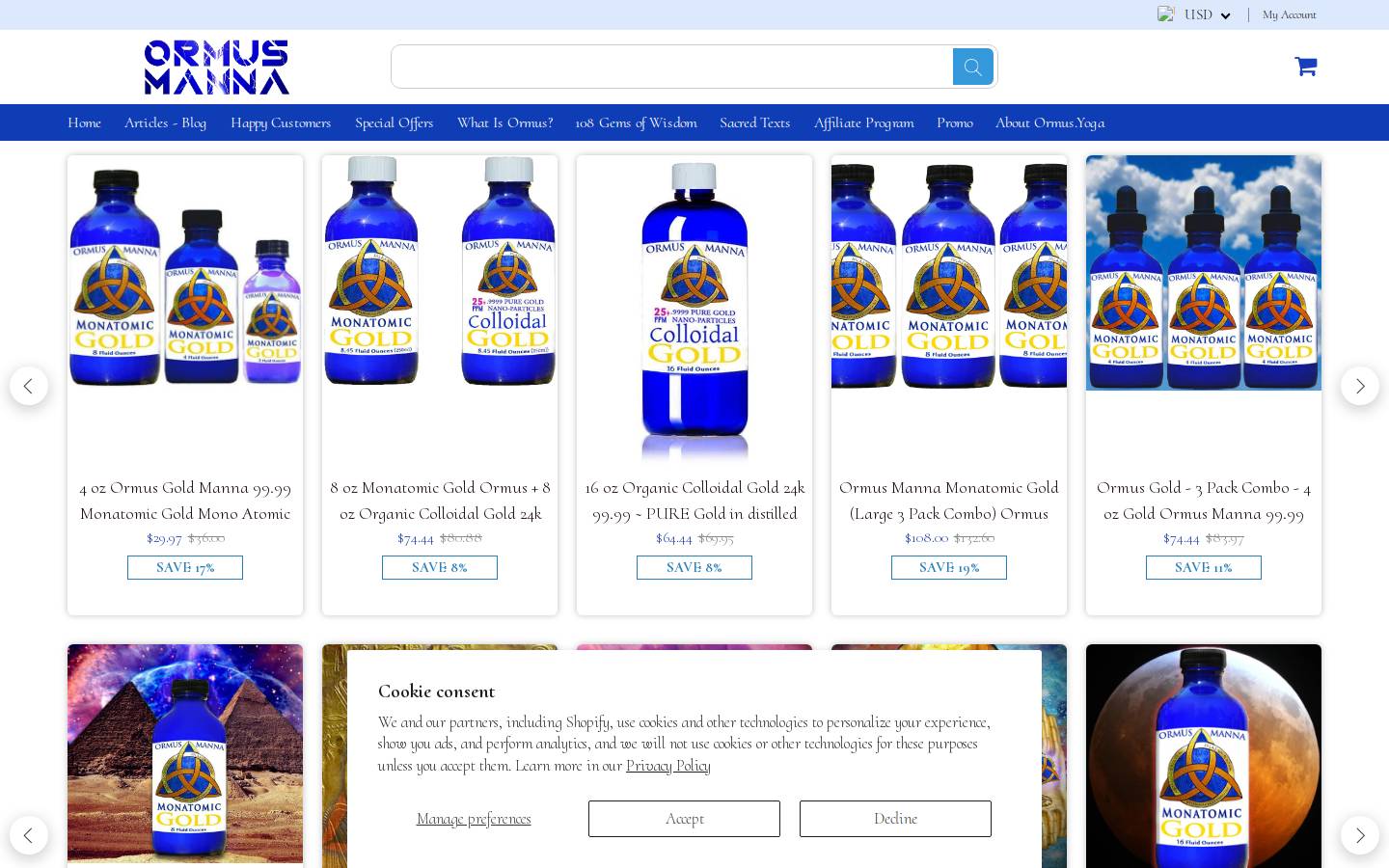 Ormus homepage screenshot