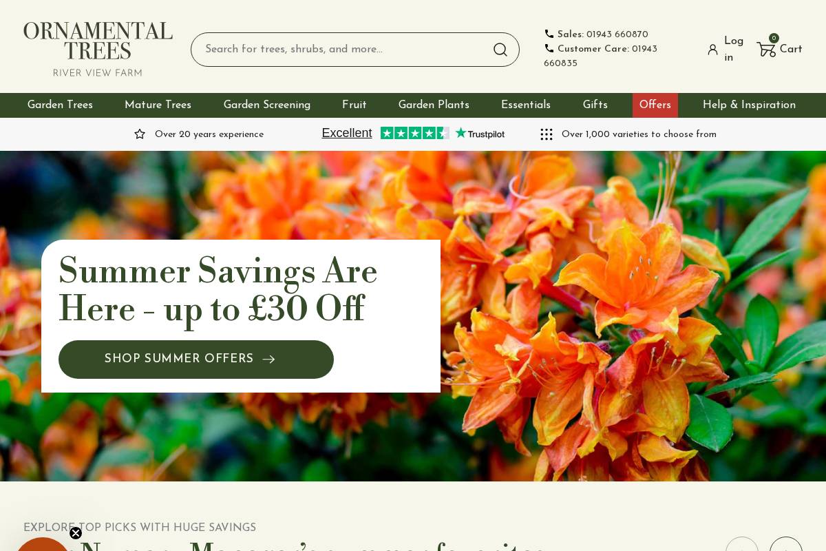 Ornamental Trees homepage screenshot
