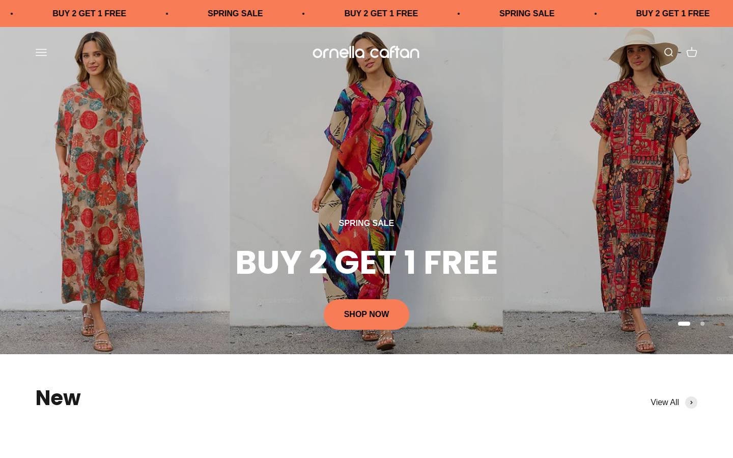 Ornella Caftan homepage screenshot