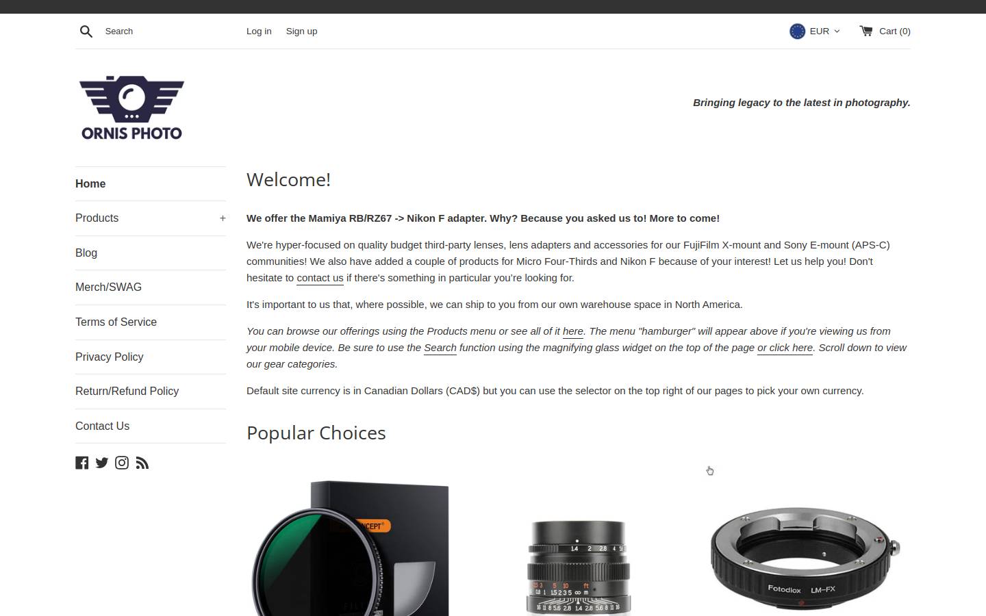 ornis.photo homepage screenshot