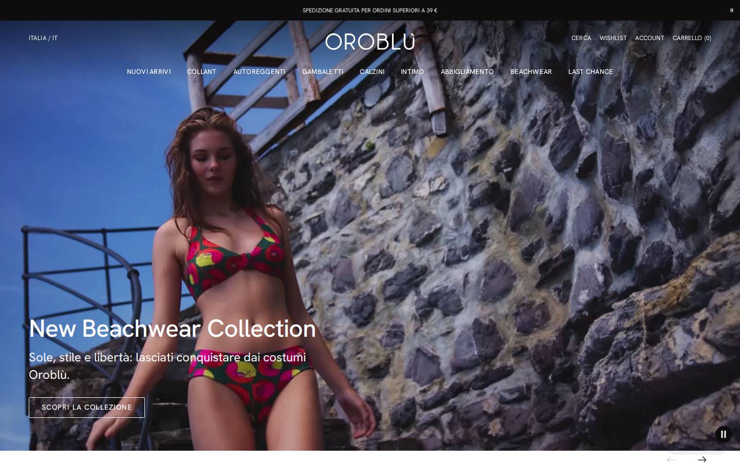 Oroblu homepage screenshot