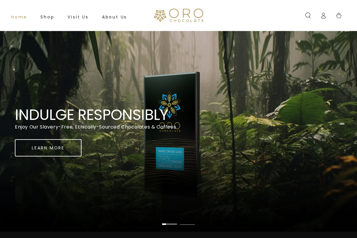 Oro Chocolate & Coffee homepage screenshot