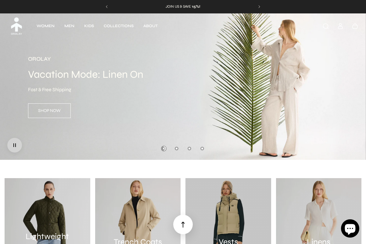 Orolay homepage screenshot