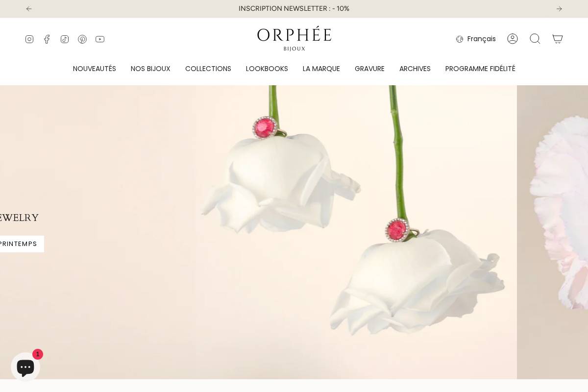 ORPHÉE BIJOUX homepage screenshot