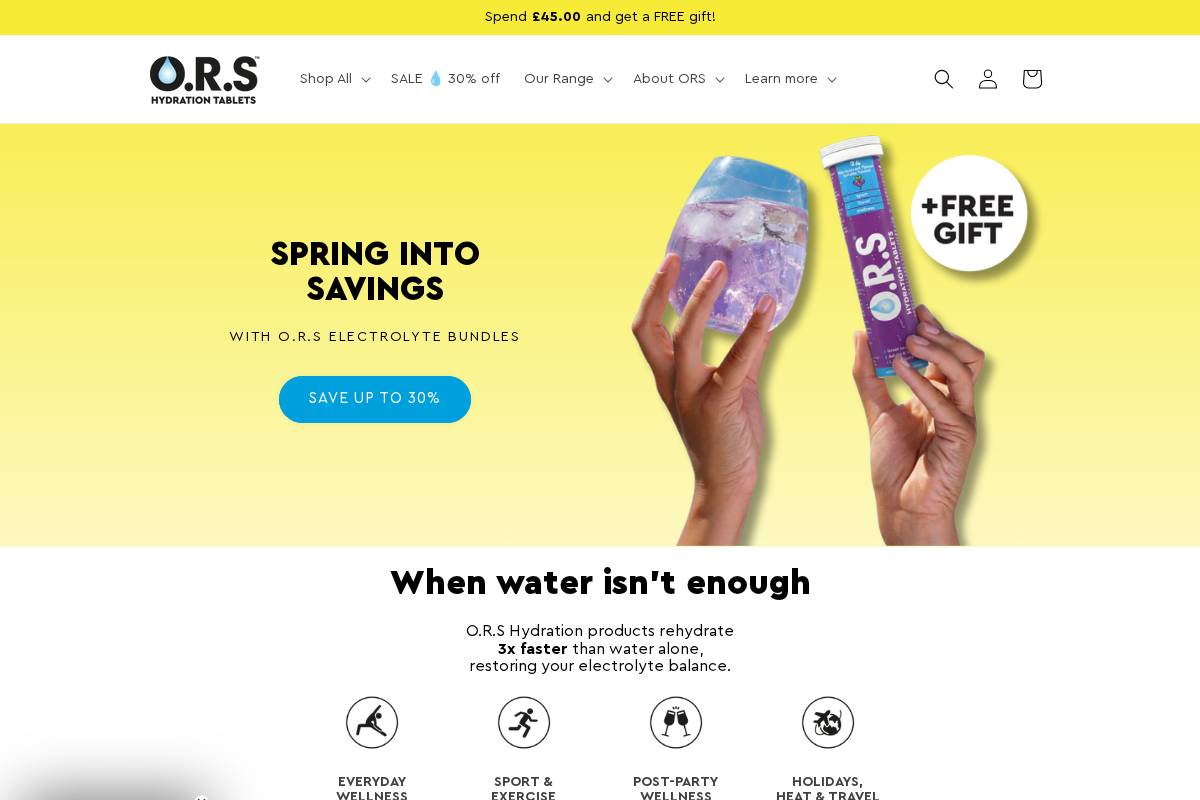 Orshydration homepage screenshot