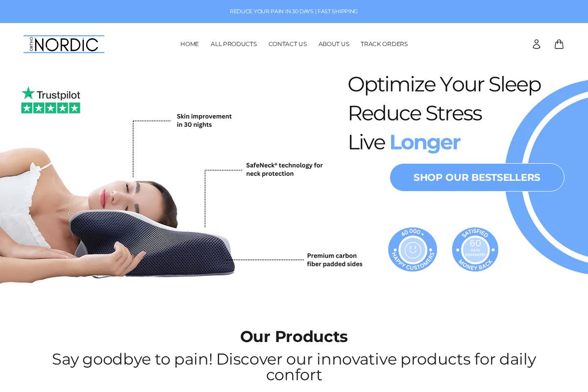 ortho-nordic.net homepage screenshot