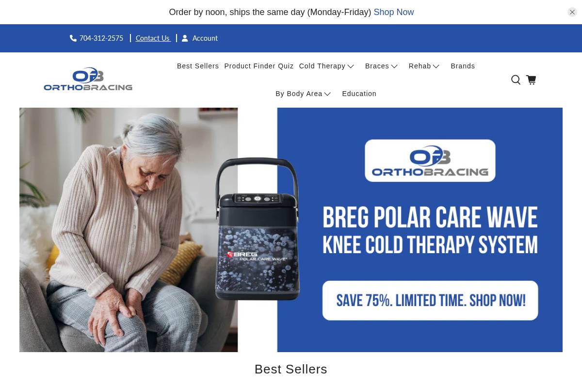 orthobracing.com homepage screenshot