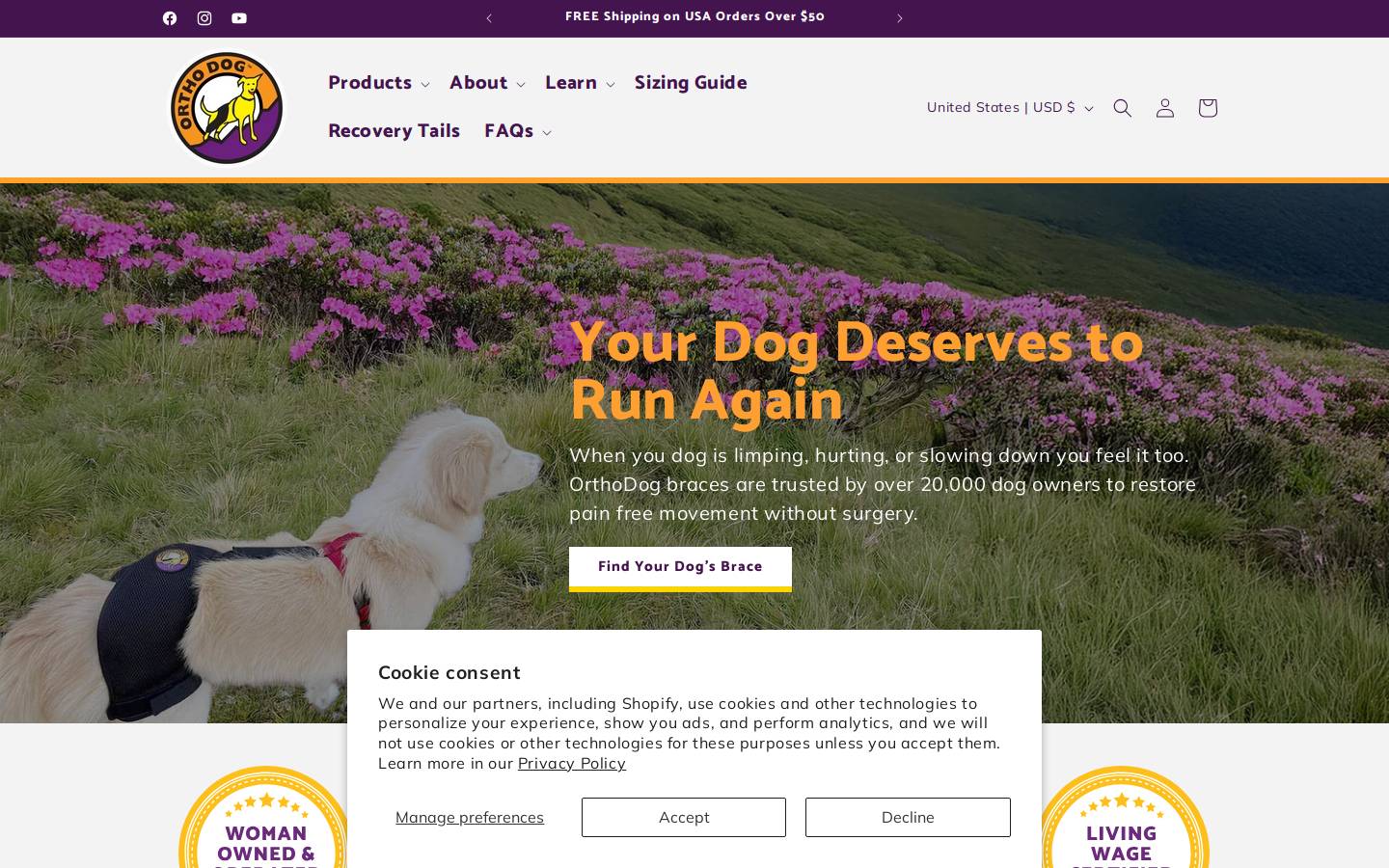 Ortho Dog homepage screenshot
