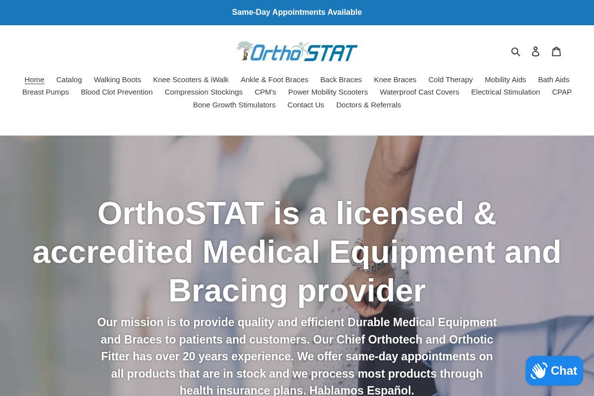 orthostatmedicalsupply.com homepage screenshot