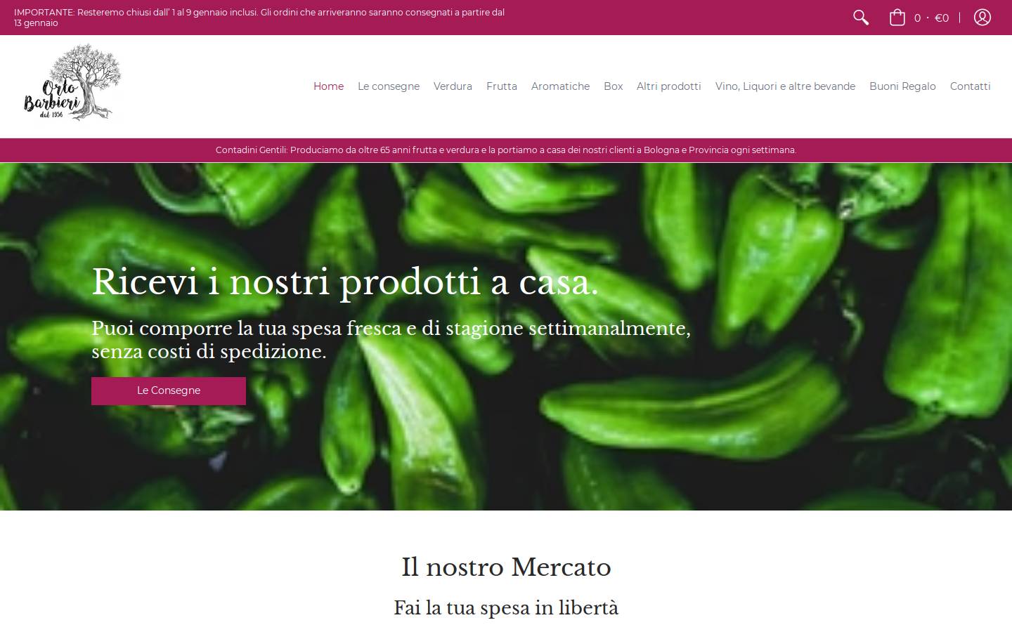 L'Orto di Barbieri homepage screenshot