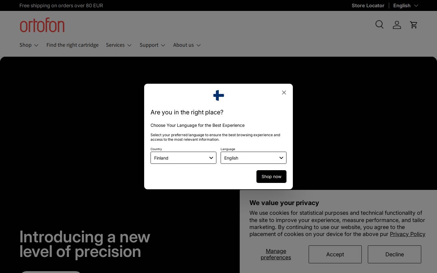 Ortofon homepage screenshot