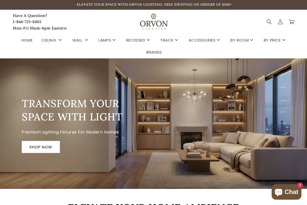 orvonlighting.com homepage screenshot