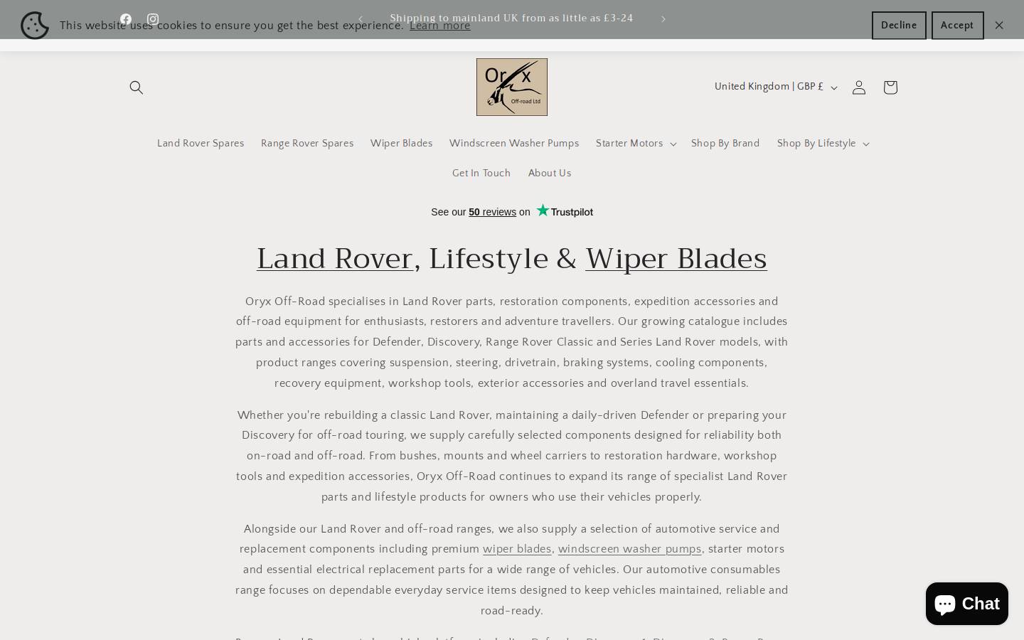 Oryx Off-road Ltd homepage screenshot