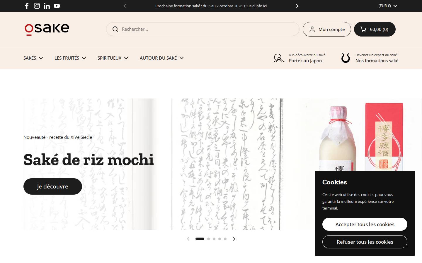 Osake homepage screenshot