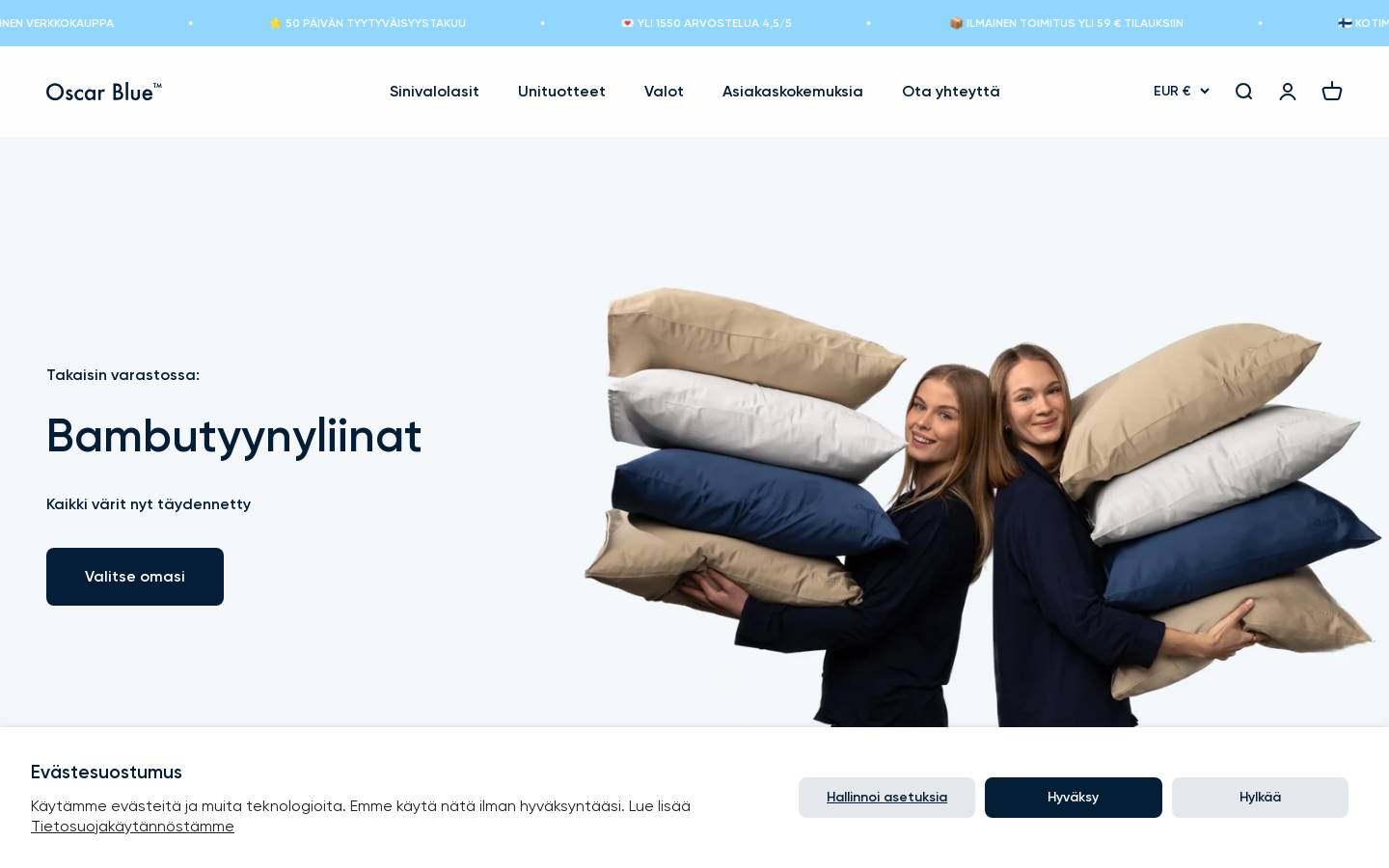 Oscar Blue homepage screenshot
