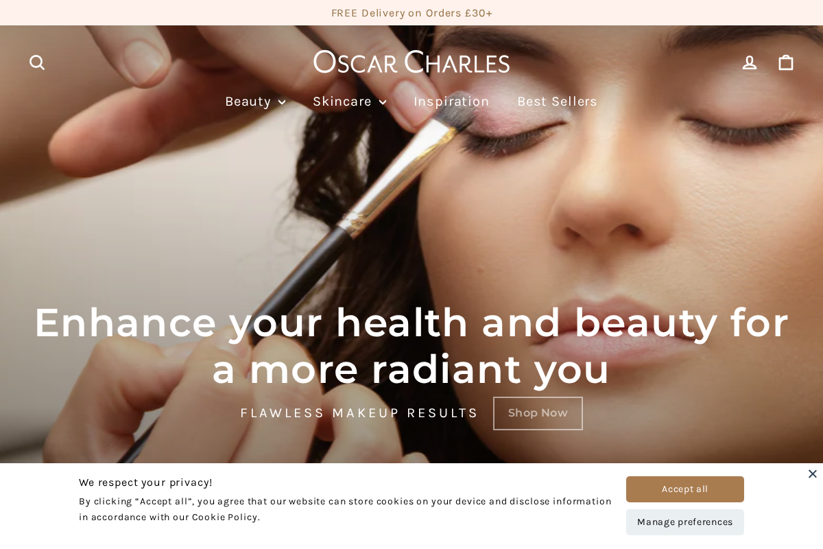 oscarcharlesbeauty.com homepage screenshot