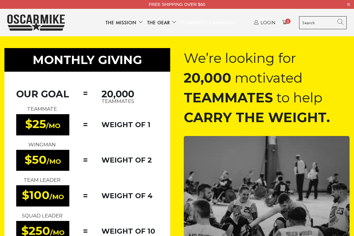 Oscar Mike homepage screenshot