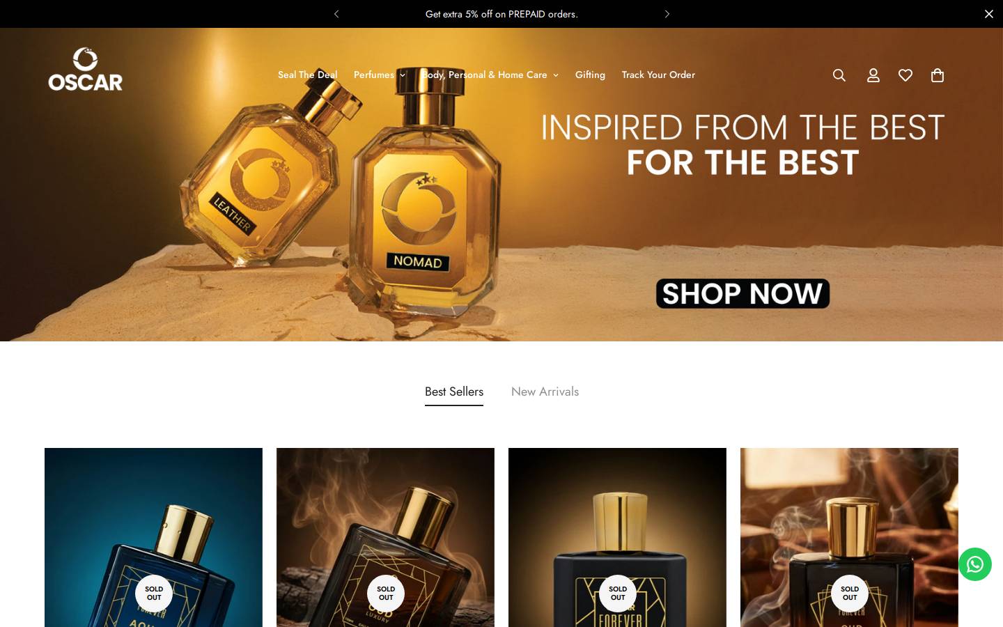oscarperfumes.com homepage screenshot