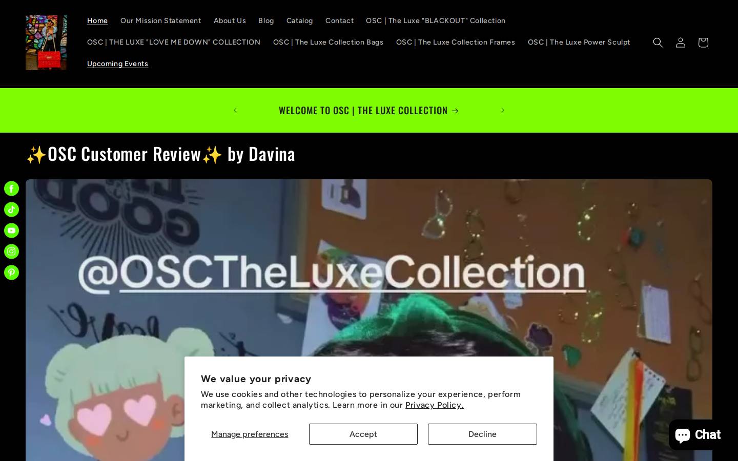 oscglamtique.com homepage screenshot