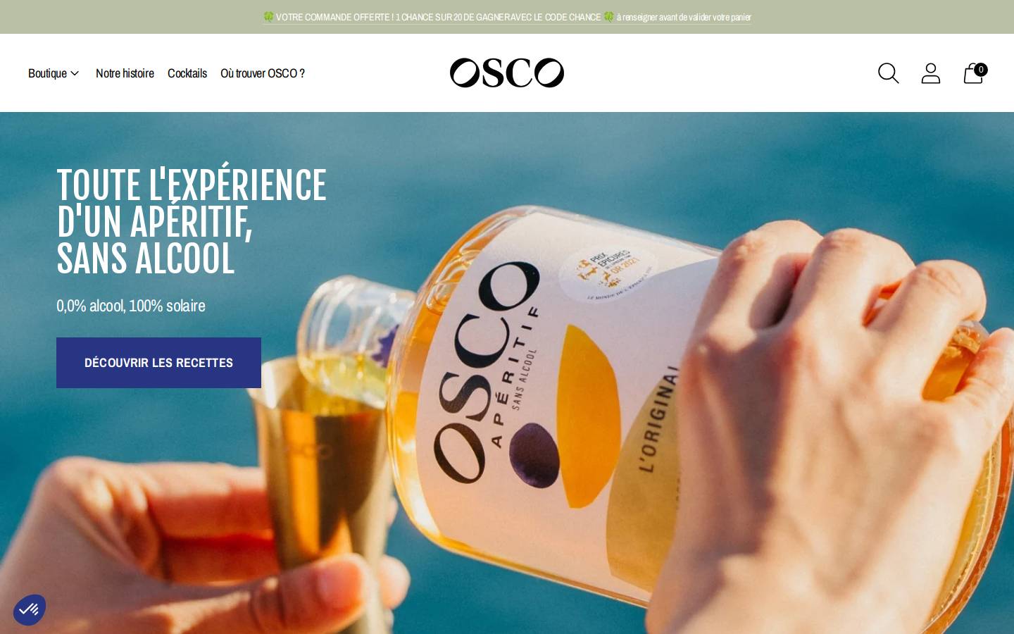 Oscodrinks homepage screenshot