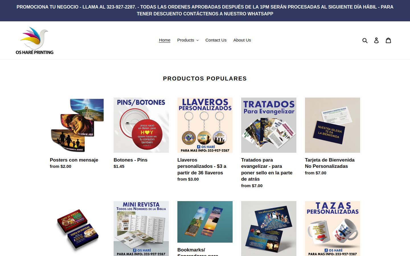 oshareprinting.com homepage screenshot