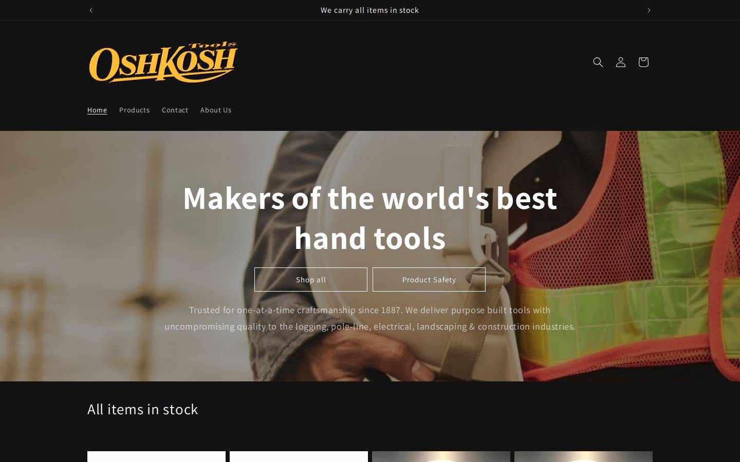 oshkoshtools.com homepage screenshot
