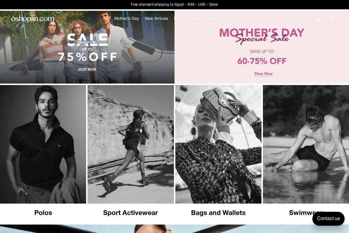 oshoplin.com homepage screenshot