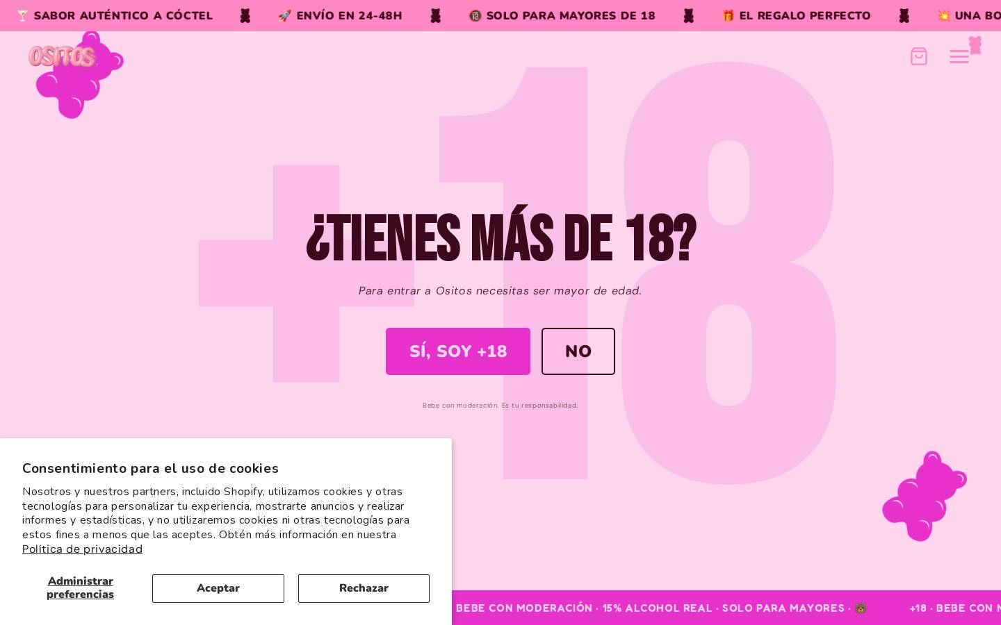 ositosconalcohol.com homepage screenshot
