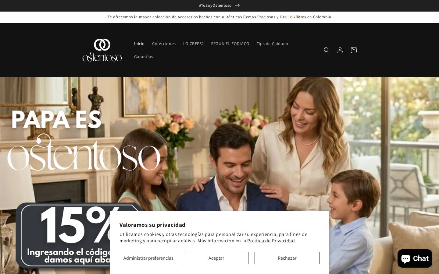 ostentosocolombia.com homepage screenshot