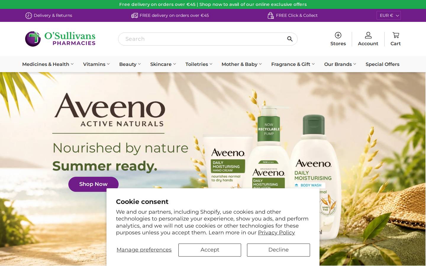 O Sullivans On Line Pharmacy homepage screenshot