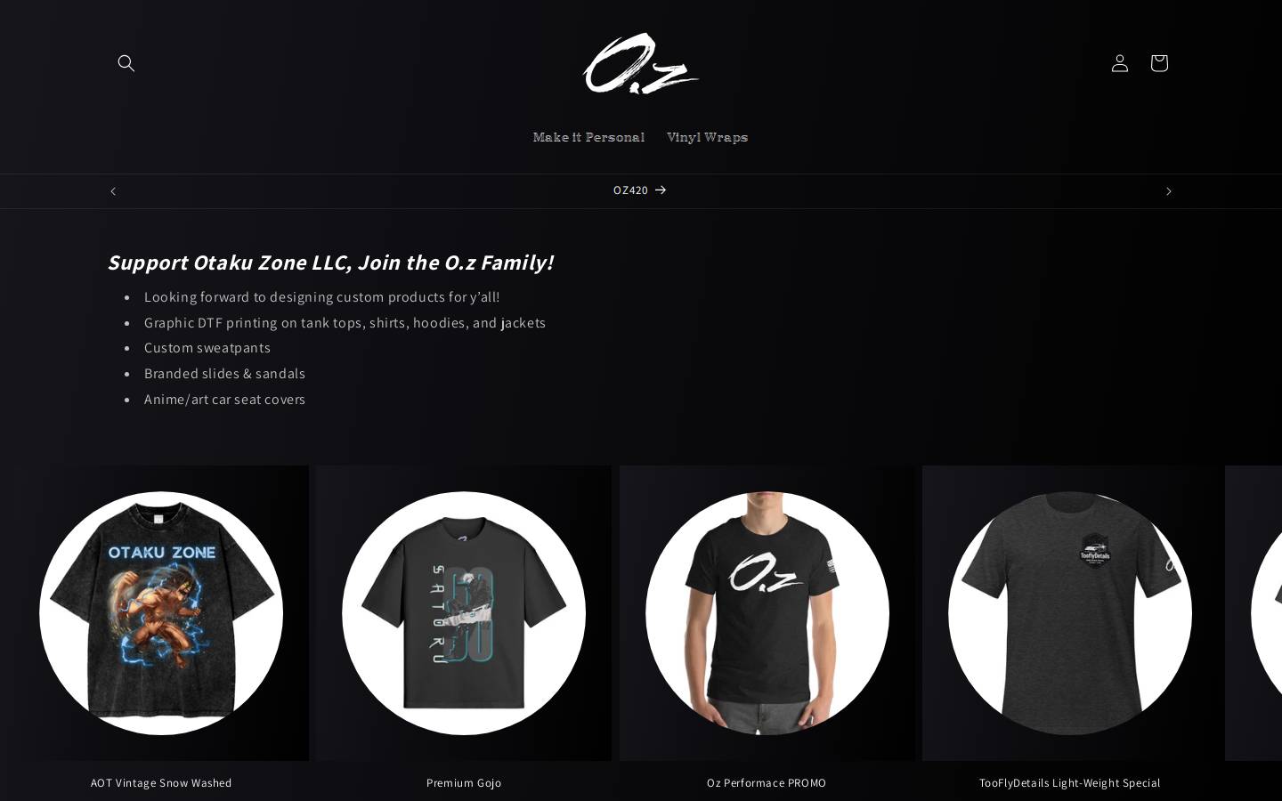otakuzone.us homepage screenshot