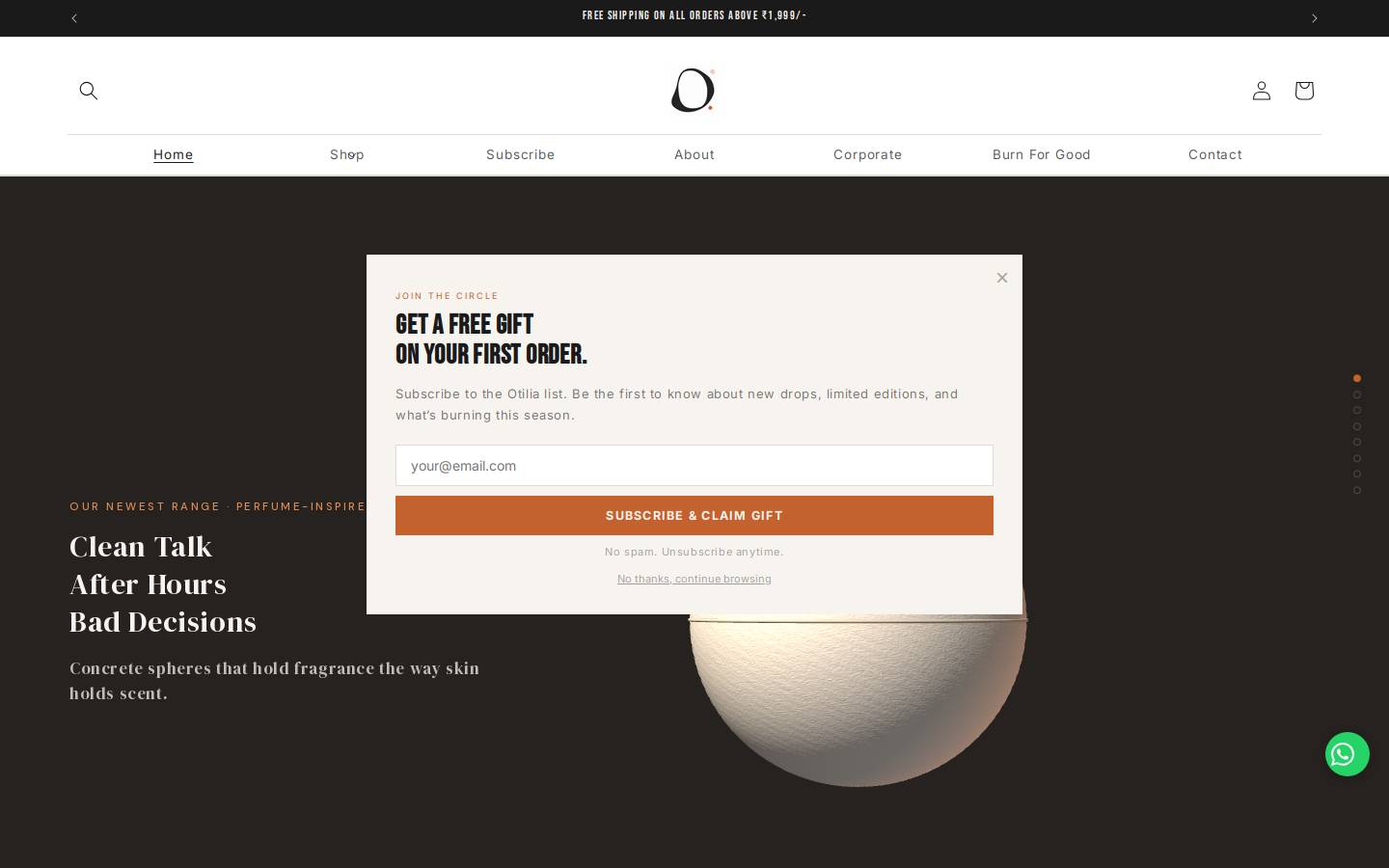 otiliacandle.com homepage screenshot