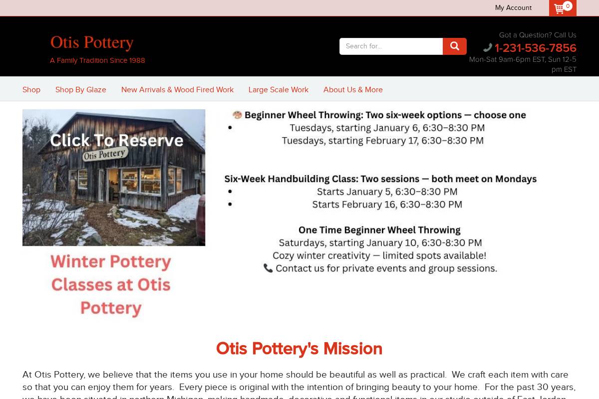 otispottery.net homepage screenshot