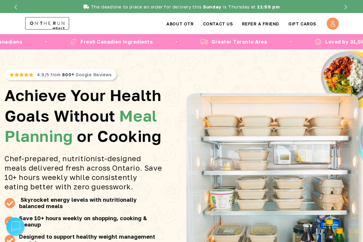 OTR Meals homepage screenshot
