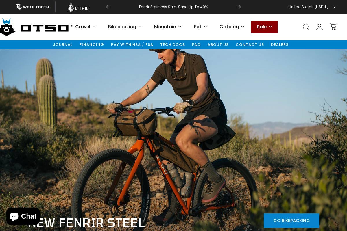 Otso Cycles homepage screenshot