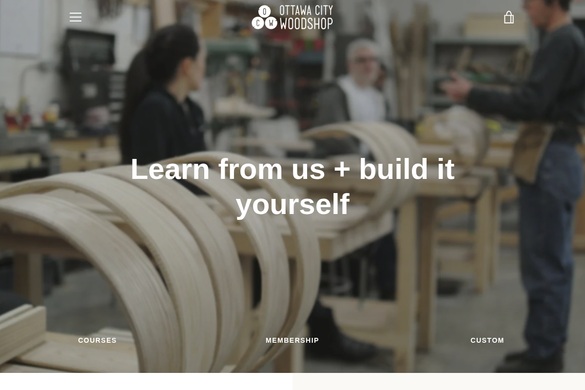 Ottawa City Woodshop homepage screenshot