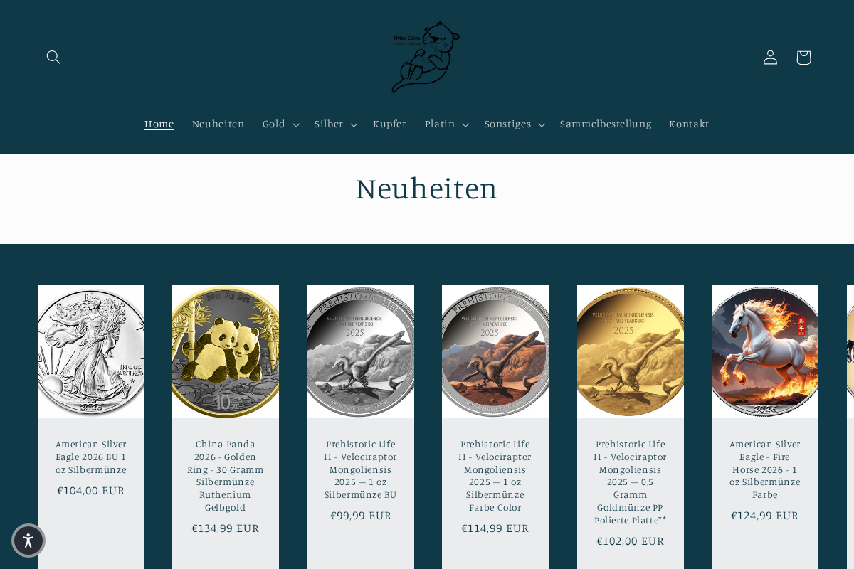 Otter Coins homepage screenshot