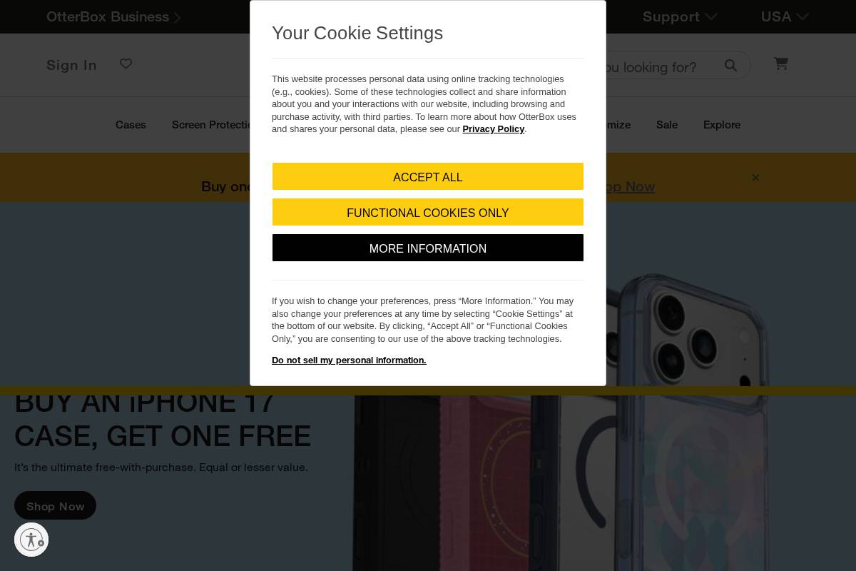 OtterBox homepage screenshot