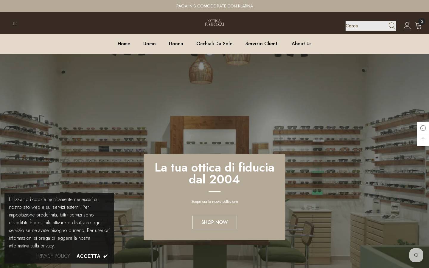 Ottica Fabozzi homepage screenshot