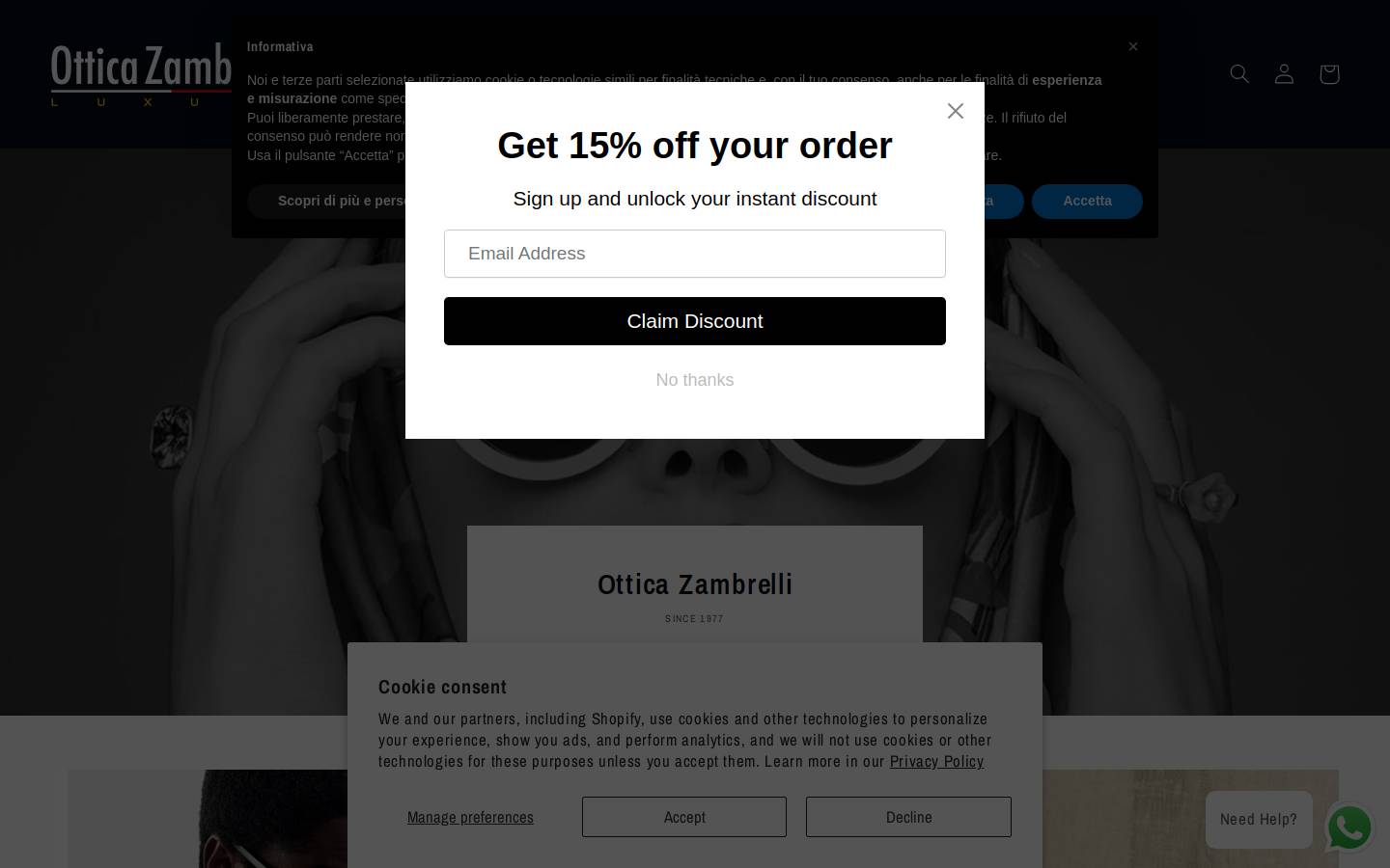 otticazambrelliluxury.com homepage screenshot