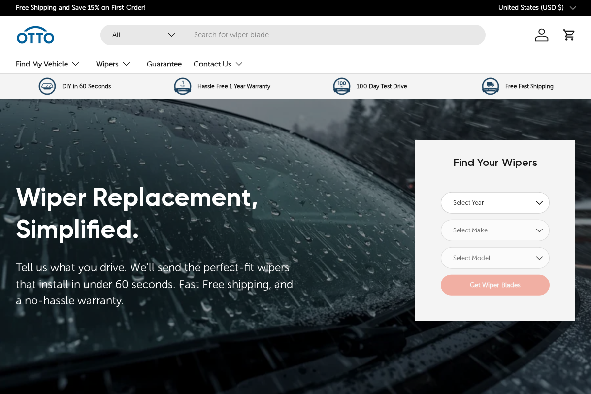 Otto Car Care homepage screenshot