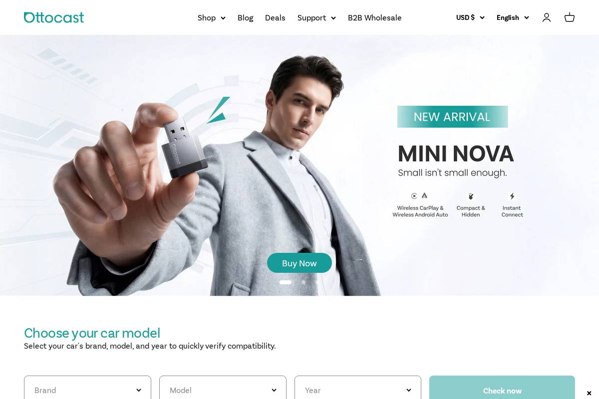 Ottocast homepage screenshot