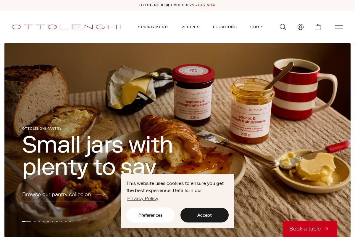 Ottolenghi homepage screenshot