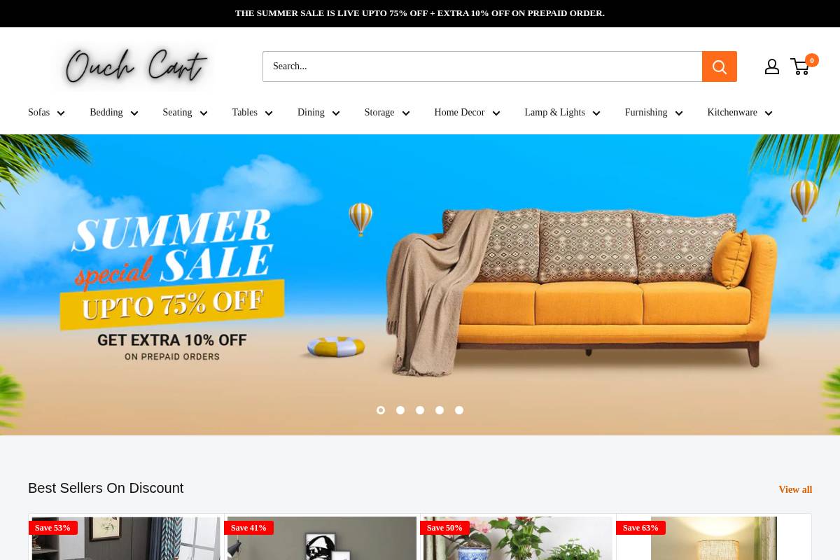 ouchcart.com homepage screenshot