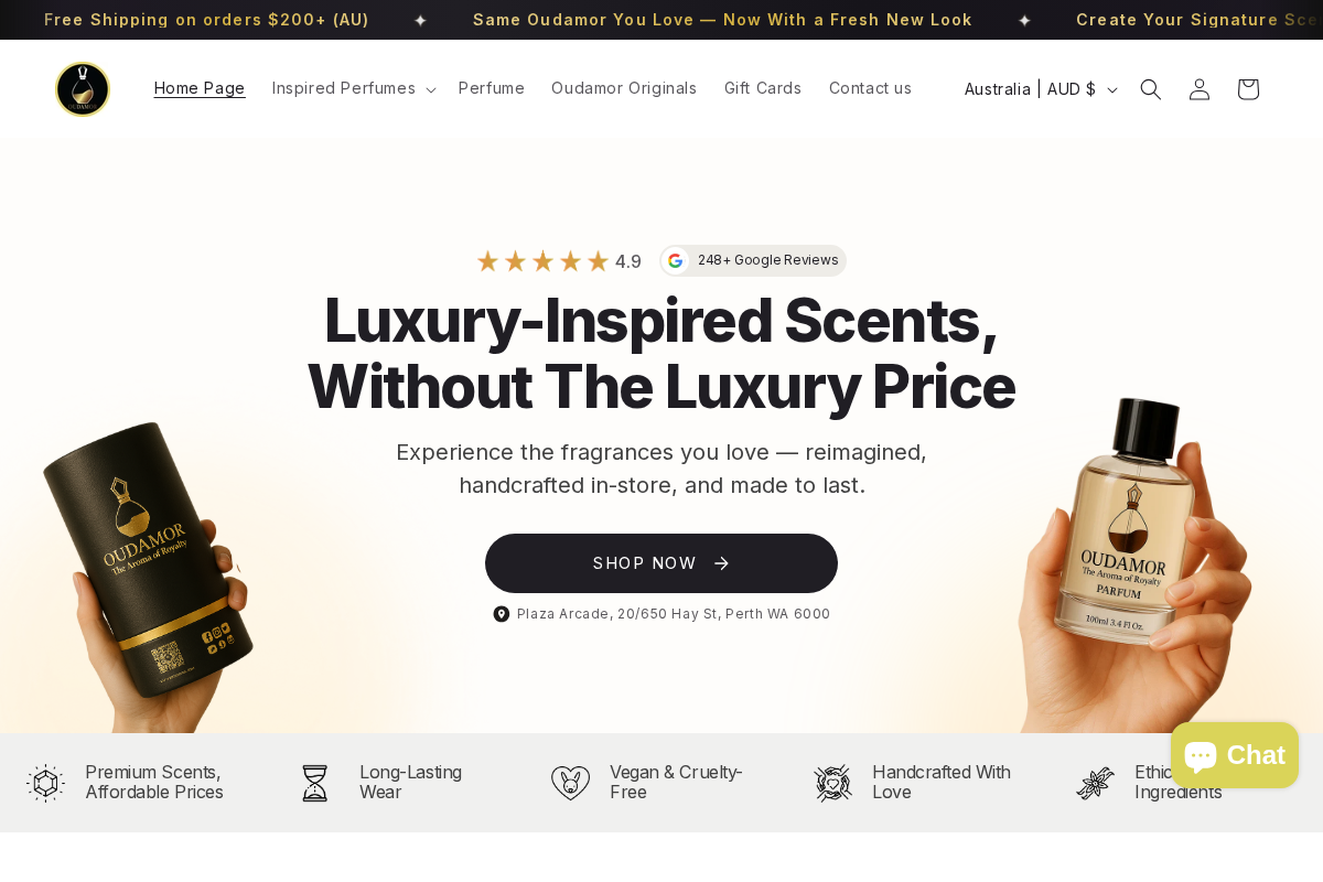 Oudamor homepage screenshot