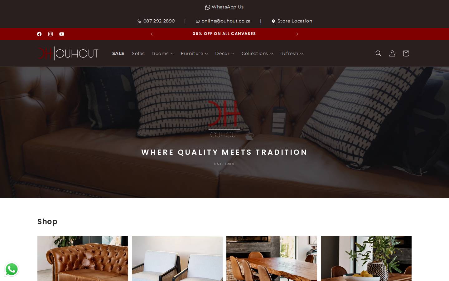ouhout.co.za homepage screenshot