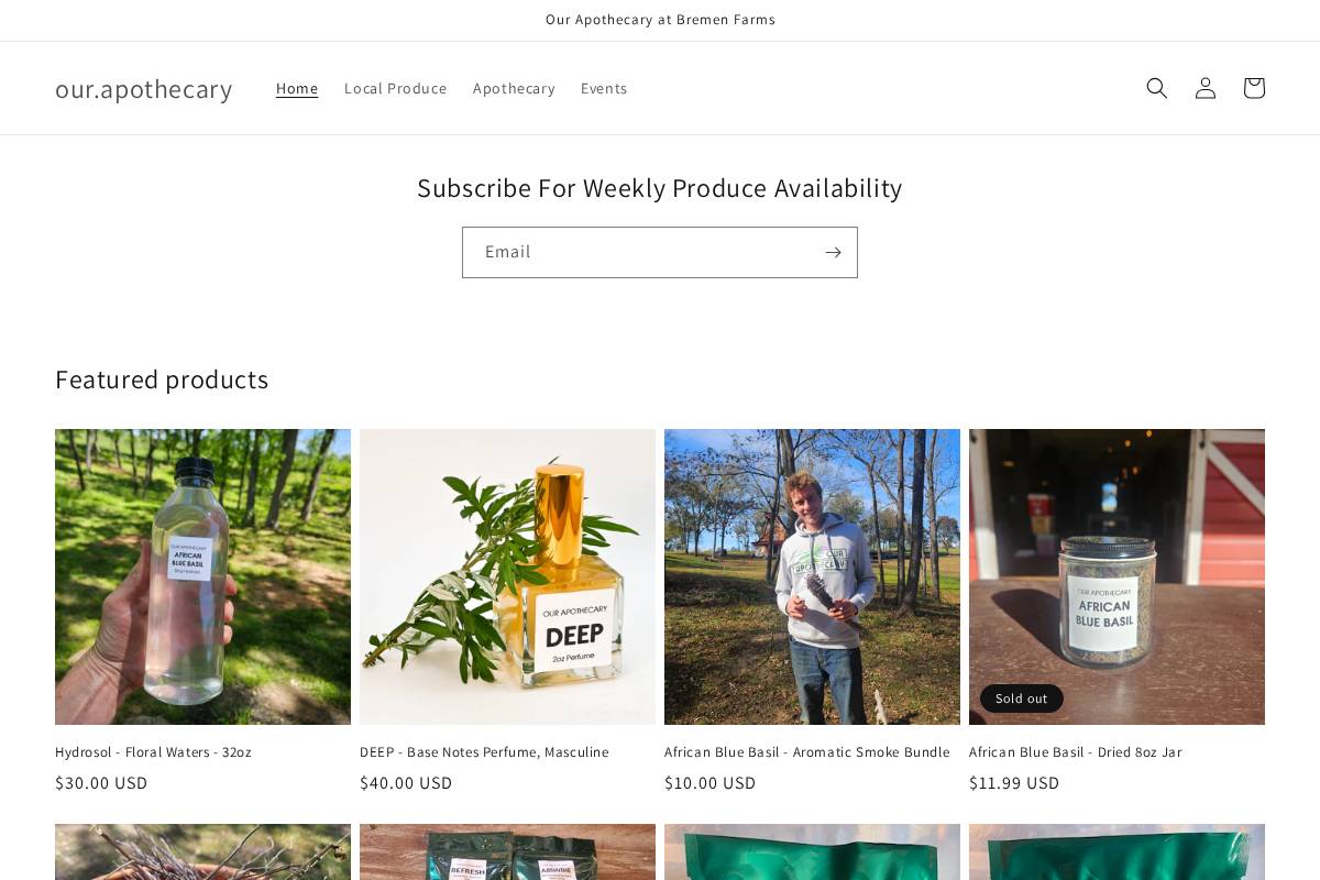 our-apothecary.com homepage screenshot